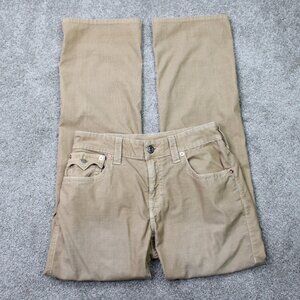 True Religion Ricky Jeans Mens 34x34 Beige Corduroy Flap Pocket Straight Leg